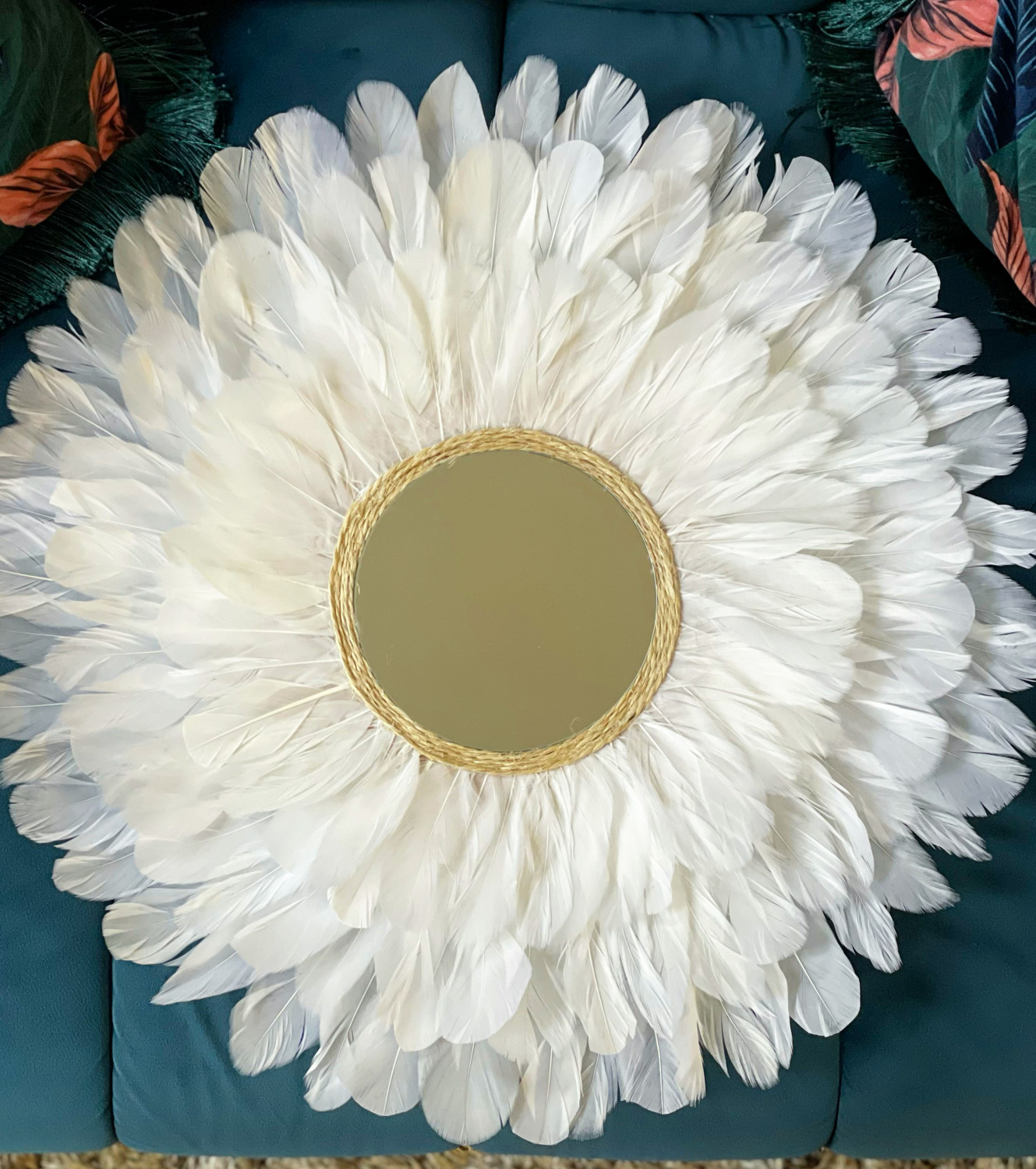 Tableau de plumes Jujuhat centre miroir 